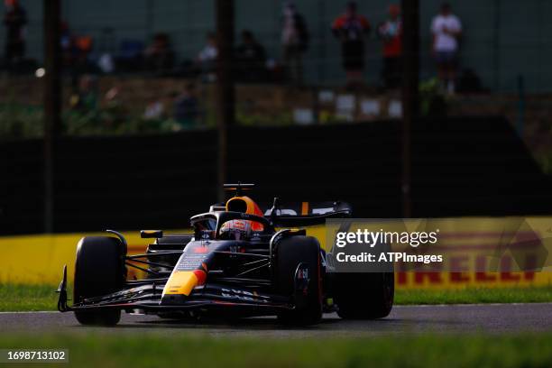 Max Verstappen of the Netherlands driving the Oracle Red Bull Racing RB19 on track during qualifying ahead of the F1 Grand Prix of Japan at Suzuka...