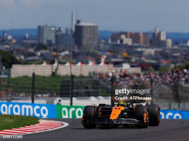 Lando Norris of Great Britain driving the McLaren F1 Team MCL60 on track during qualifying ahead of the F1 Grand Prix of Japan at Suzuka...