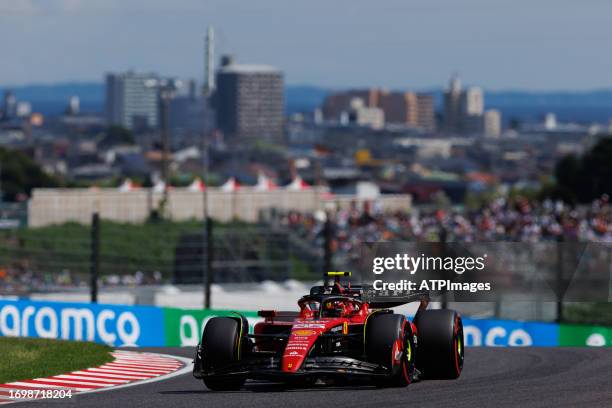 Carlos Sainz of Spain driving the Ferrari SF-23 on track during qualifying ahead of the F1 Grand Prix of Japan at Suzuka International Racing Course...