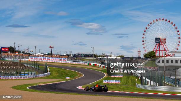 Max Verstappen of the Netherlands driving the Oracle Red Bull Racing RB19 on track during qualifying ahead of the F1 Grand Prix of Japan at Suzuka...