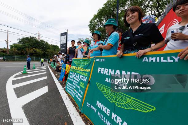 Fans during qualifying ahead of the F1 Grand Prix of Japan at Suzuka International Racing Course on September 23, 2023 in Suzuka, Japan.