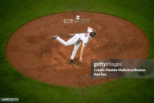 Nick Pivetta of the Boston Red Sox pitches during a game against the Chicago White Sox on September 23, 2023 at Fenway Park in Boston, Massachusetts.