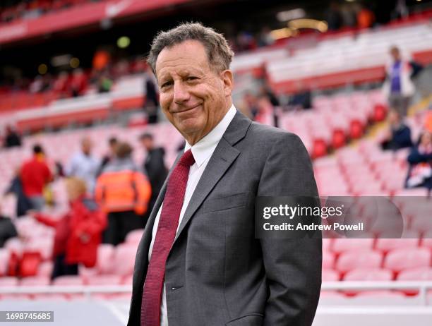 Tom Werner part owner of Liverpool before the Premier League match between Liverpool FC and West Ham United at Anfield on September 24, 2023 in...