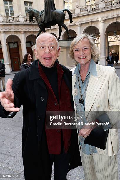 Actor Gerard Lartigau and Countess Eliane de la Beraudiere attend the delivery of the medal of the Legion of Honor to actress Francoise Fabian at...