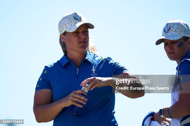 Caroline Hedwall of Europe Team looks on during the Solheim Cup 2023 in Finca Cortesin at Estepona on September 24, 2023 in Malaga, Spain.