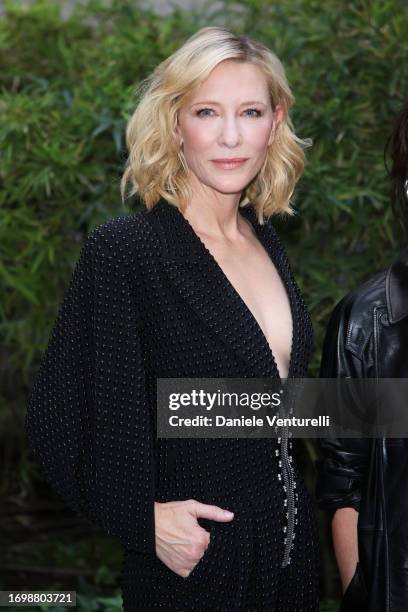Cate Blanchett attends the Giorgio Armani fashion show during the Milan Fashion Week Womenswear Spring/Summer 2024 on September 24, 2023 in Milan,...