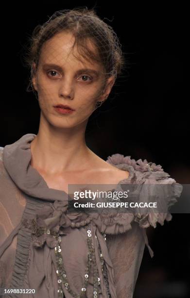 Model presents a creation by Italian designer Antonio Marras as part of the women's Spring/Summer 2009 ready-to-wear collections of the fashion week...