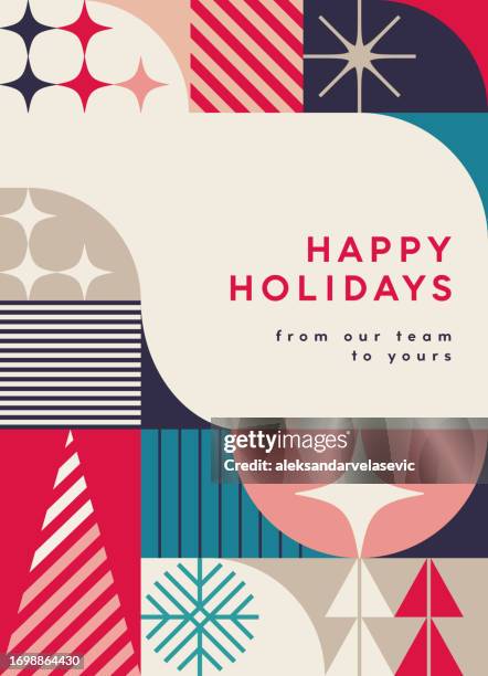 illustrations, cliparts, dessins animés et icônes de conception géométrique moderne de cartes de noël - pattern noel