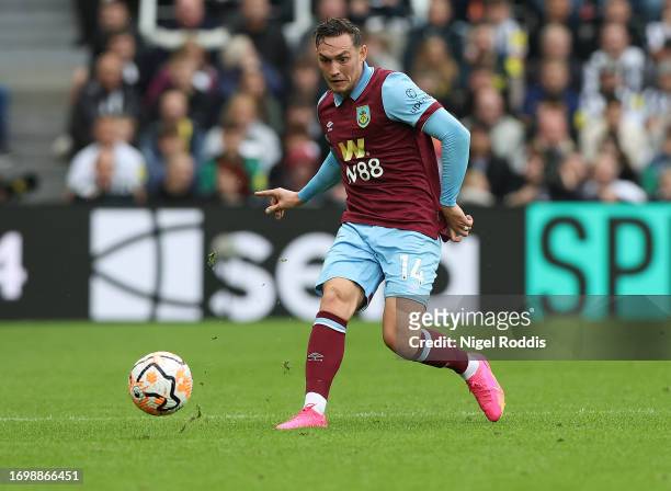 Connor Roberts of Burnley FC during the Premier League match between Newcastle United and Burnley FC at St. James Park on September 30, 2023 in...