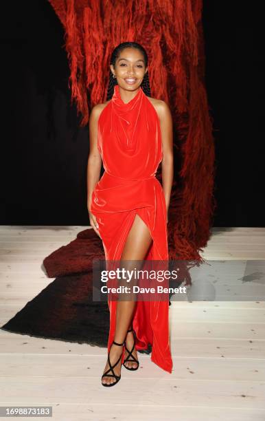 Yara Shahidi attends the Alexander McQueen SS24 show during Paris Fashion Week at Le Carreau du Temple on September 30, 2023 in Paris, France.