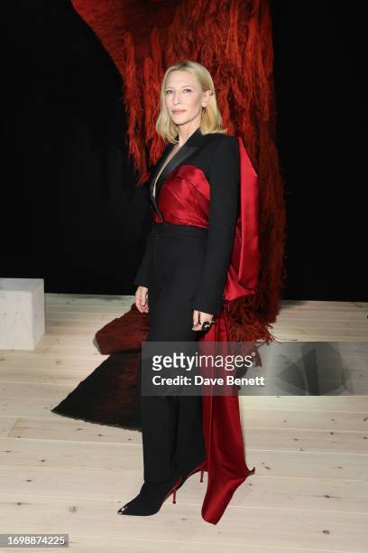 Cate Blanchett attends the Alexander McQueen SS24 show during Paris Fashion Week at Le Carreau du Temple on September 30, 2023 in Paris, France.