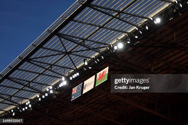 General view inside the stadium prior to the Rugby World Cup France 2023 match between Wales and Australia at Parc Olympique on September 24, 2023 in...