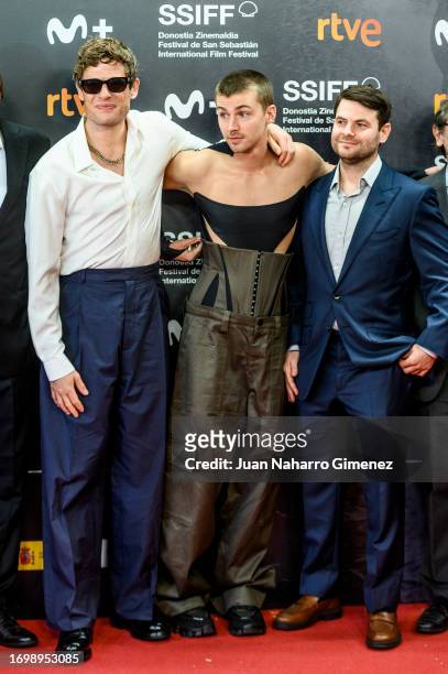 James Norton, Miles Heizer and Noah Pritzker attend the 'Ex-husbands' photocall during the 71st San Sebastian International Film Festival at Kursaal...