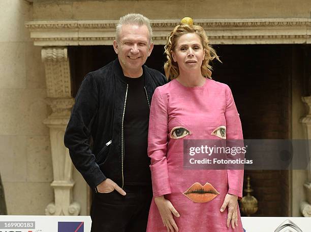 Jean Paul Gaultier and Agatha Ruiz de la Prada attend the 'Prix Dialogo' press conference at the French Embassy on June 4, 2013 in Madrid, Spain.