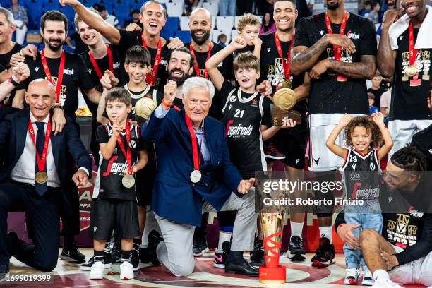 Massimo Zanetti owner of the Virtus Segafredo Bologna celebretes after the LBA FrecciaRossa Supercup 2023 Final match between Virtus Segafredo...