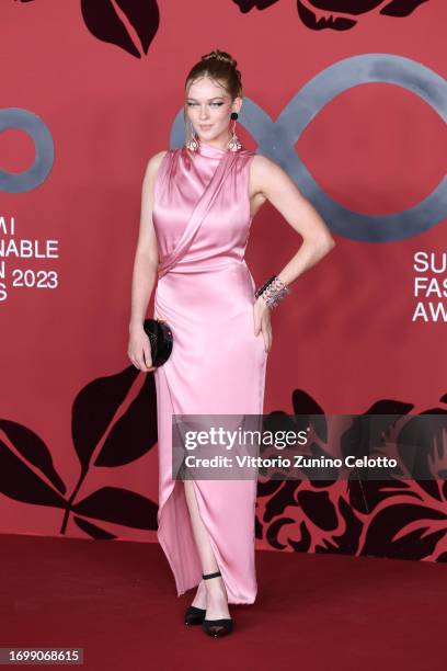 Larsen Thompson attends the CNMI Sustainable Fashion Awards 2023 during the Milan Fashion Week Womenswear Spring/Summer 2024 on September 24, 2023 in...