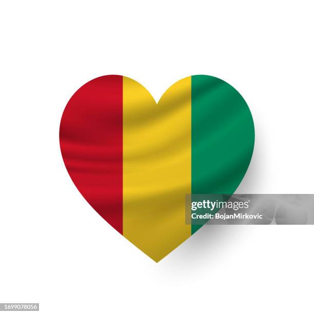 guinea heart flag. vector - guinea flag stock illustrations