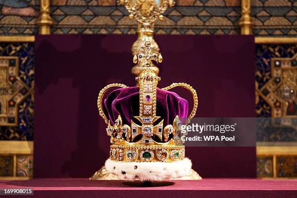 St Edward's Crown is pictured during a service to celebrate the 60th anniversary of the Coronation of Queen Elizabeth II at Westminster Abbey, on...