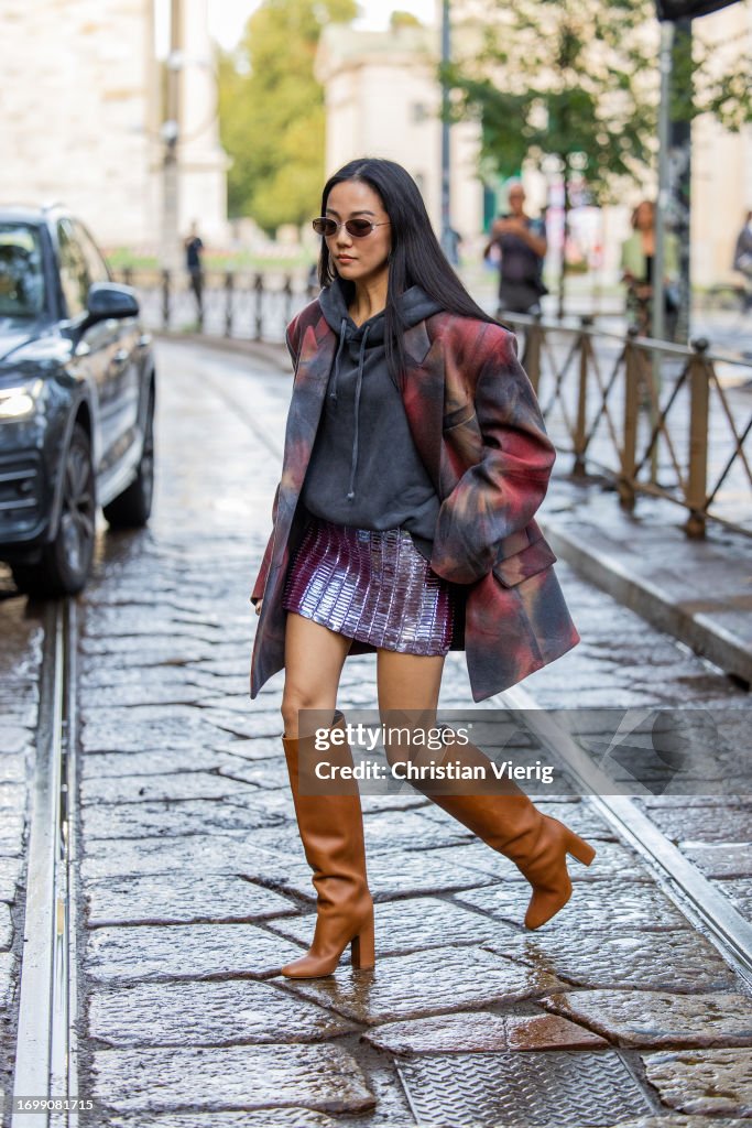 Street Style - Day 5 - Milan Fashion Week - Womenswear Spring/Summer 2024