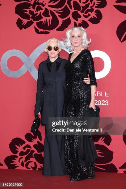 Chiara Boni and Drusilla Foer attend the CNMI Sustainable Fashion Awards 2023 during the Milan Fashion Week Womenswear Spring/Summer 2024 on...