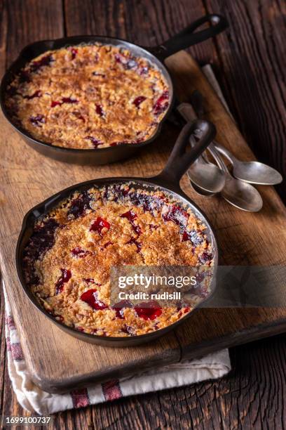 cherry cobbler - cherry pie stock pictures, royalty-free photos & images