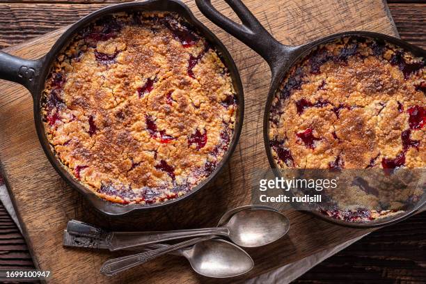 cherry cobbler - cherry pie stock pictures, royalty-free photos & images