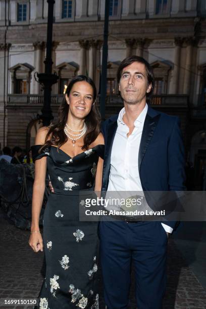 Francesca Ragazzi and Francesco Zucchini attends the cocktail ahead of the CNMI Sustainable Fashion Awards 2023 during the Milan Fashion Week...