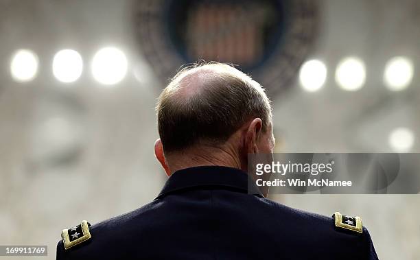 Chairman of the Joint Chiefs of Staff Gen. Martin Dempsey testifies with U.S. Military leaders before the Senate Armed Services Committee on pending...