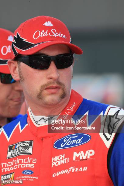 Chase Briscoe, Stewart-Haas Racing, Old Spice Ford Mustang looks on during qualifying for the NASCAR Cup Series YellaWood 500 Playoff Race on...