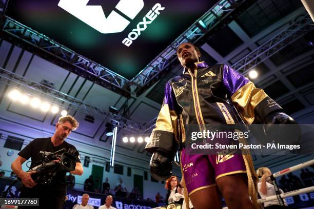 Caroline Dubois looks on ahead of the IBO Lightweight Title fight against Magali Rodriguez at York Hall, London. Picture date: Saturday September 30,...