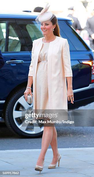 Catherine, Duchess of Cambridge attends a service of celebration to mark the 60th anniversary of the Coronation of Queen Elizabeth II at Westminster...