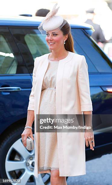 Catherine, Duchess of Cambridge attends a service of celebration to mark the 60th anniversary of the Coronation of Queen Elizabeth II at Westminster...