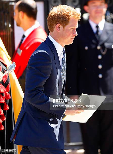 Prince Harry attends a service of celebration to mark the 60th anniversary of the Coronation of Queen Elizabeth II at Westminster Abbey on June 4,...