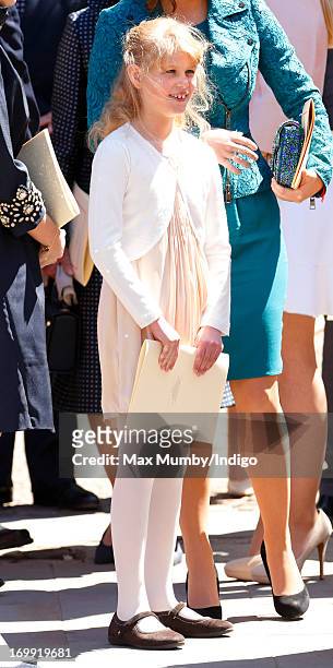 Lady Louise Windsor attends a service of celebration to mark the 60th anniversary of the Coronation of Queen Elizabeth II at Westminster Abbey on...