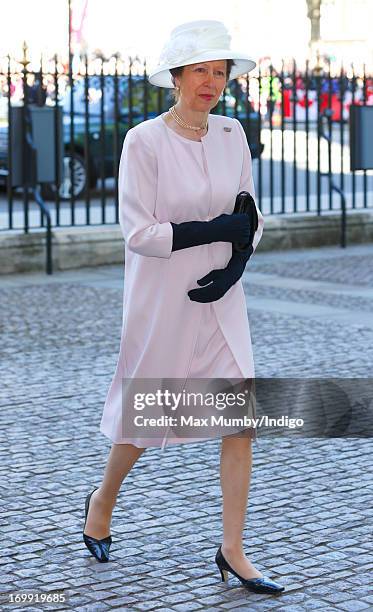 Princess Anne, The Princess Royal attends a service of celebration to mark the 60th anniversary of the Coronation of Queen Elizabeth II at...