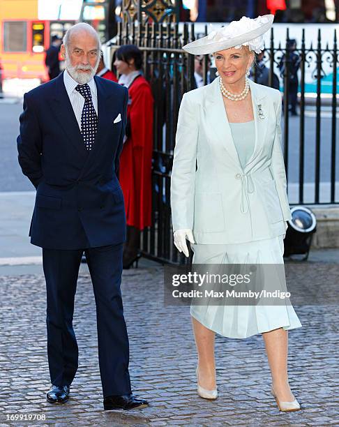 Prince Michael of Kent and Princess Michael of Kent attend a service of celebration to mark the 60th anniversary of the Coronation of Queen Elizabeth...