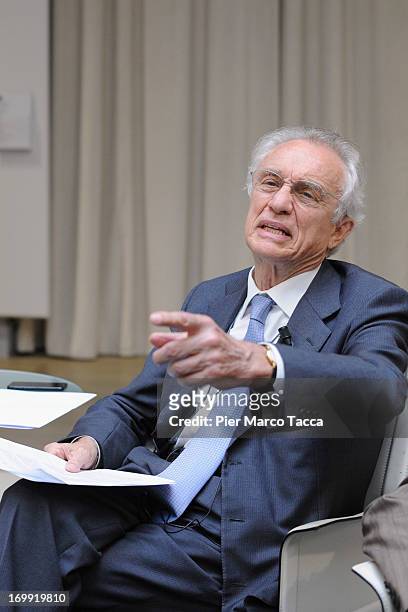 Giovanni Bazoli attends an Exhibition preview "1963 e ditorni" at Gallerie d'Italia museum on June 4, 2013 in Milan, Italy.