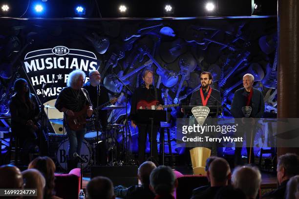 Ringo Starr speaks during the 2023 Musicians Hall Of Fame Induction Ceremony where he was the Inaugural recipient of the Joe Chambers Musicians...
