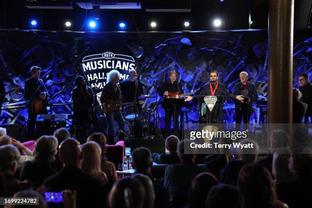 Ringo Starr speaks during the 2023 Musicians Hall Of Fame Induction Ceremony where he was the Inaugural recipient of the Joe Chambers Musicians...