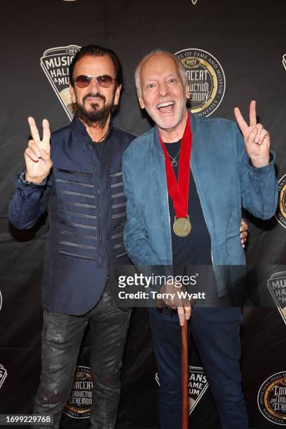 Ringo Starr and Peter Frampton attend the 2023 Musicians Hall Of Fame Induction Ceremony at Musicians Hall of Fame and Museum on September 24, 2023...