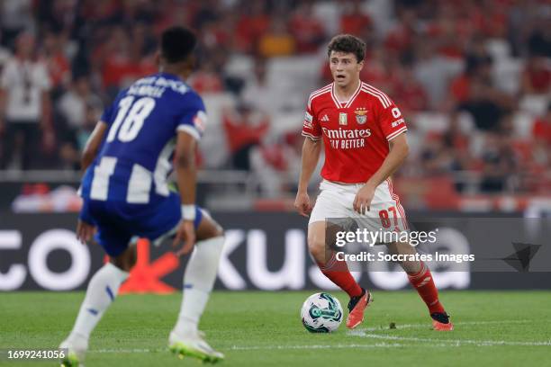 Wendell of FC Porto, Joao Neves of Benfica during the Portugese Primeira Liga match between Benfica v FC Porto at the Estadio Da Luz on September 29,...