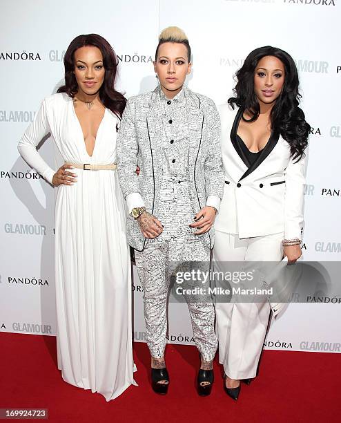 Karis Anderson, Courtney Rumbold and Alexandra Buggs of Stooshe attend Glamour Women of the Year Awards 2013 at Berkeley Square Gardens on June 4,...