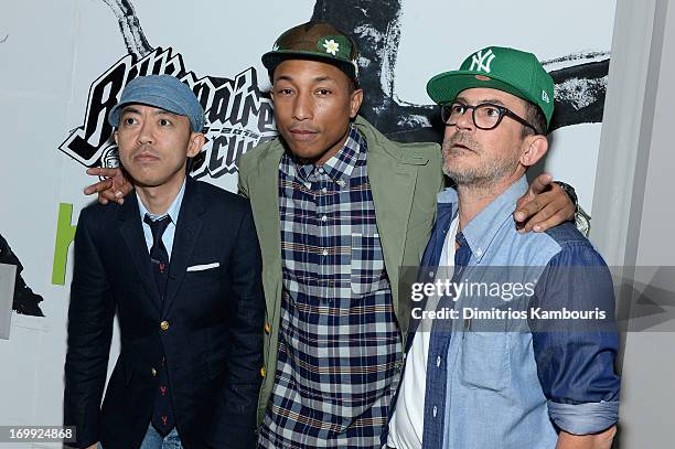 Fashion designer Nigo, Pharrell Williams and fashion designer Mark McNairy attend the 10th anniversary party of Billionaire Boys Club presented by...