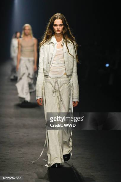 Model on the runway at Ann Demeulemeester Ready To Wear Spring 2024 on September 30, 2023 in Paris, France.
