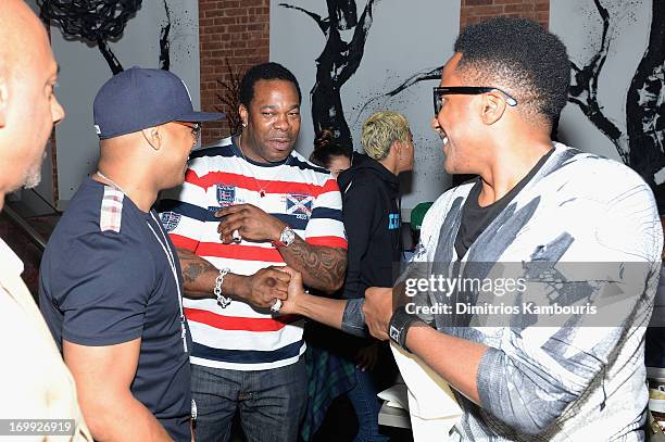 Busta Rhymes and Q-Tip attend the 10th anniversary party of Billionaire Boys Club presented by HTC at Tribeca Canvas on June 4, 2013 in New York City.