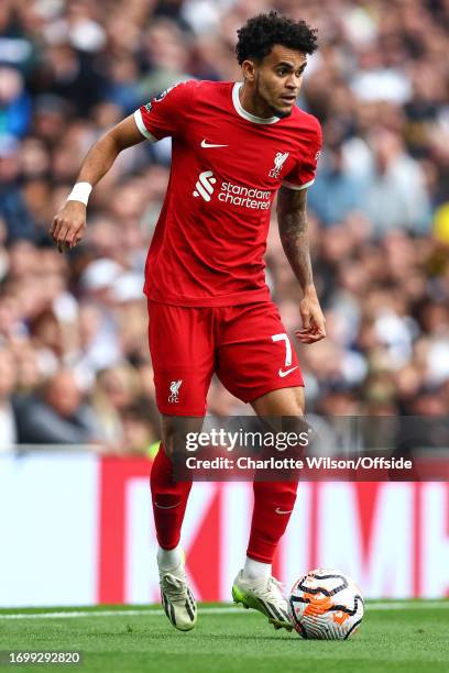 Luis Diaz of Liverpool during the Premier League match between Tottenham Hotspur and Liverpool FC at Tottenham Hotspur Stadium on September 30, 2023...