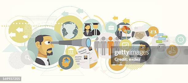 recruiting for job. - creative thinking office stock illustrations