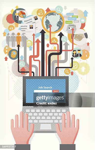 job search by internet - creating cv stock illustrations
