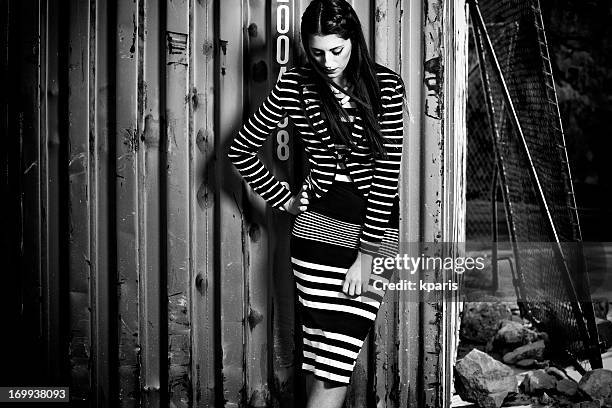 stripes fashion trend 2013 - editorial style stock pictures, royalty-free photos & images