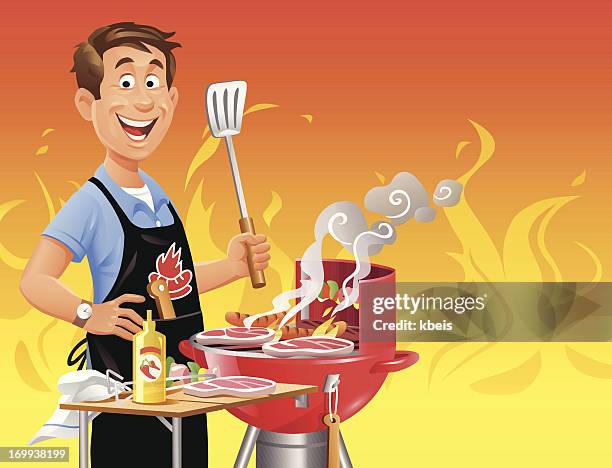 grill master - grilled stock illustrations